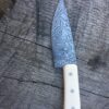 Damascus Mosaic Pattern Skinner Knife with Imitation Ivory Grip - Image 2