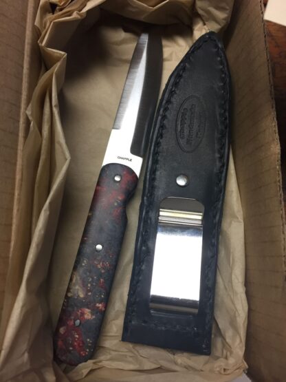 Trade Knife with Russian Maple Burl Slabs, Stainless Steel Blade - Image 2