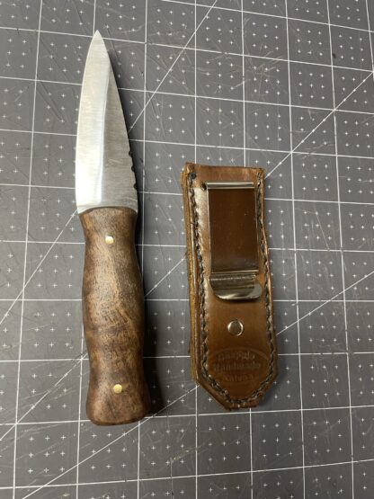 Scottish Highlander Knife Sgian-dubh with Figured Walnut Wood Handle, Brass Pins - Image 2