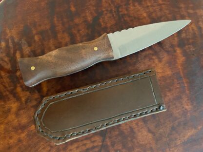 Scottish Highlander Knife Sgian-dubh with Figured Walnut Wood Handle, Brass Pins 920